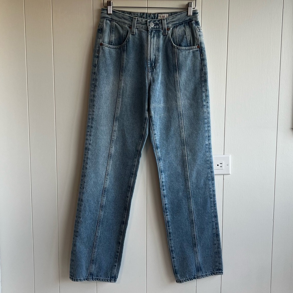 AG Adriano Goldschmied Paneled Alexxis Vintage Straight Leg Jeans Light Blue 26